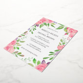 Waterverf Floral roze Roses Name Uitnodiging (Gedraaid)