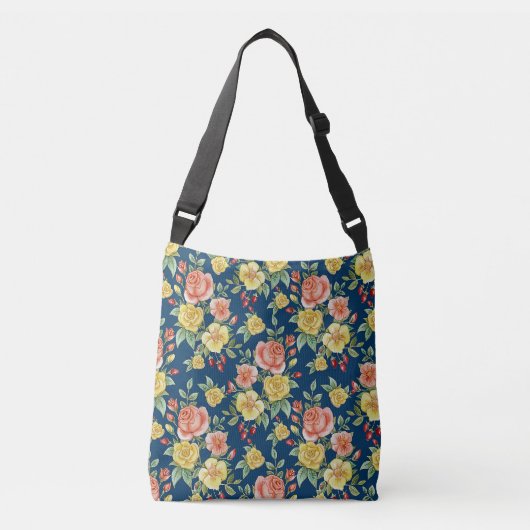 Waterverf Floral Rozen Achtergrond | Crossbody Tas (Voorkant)