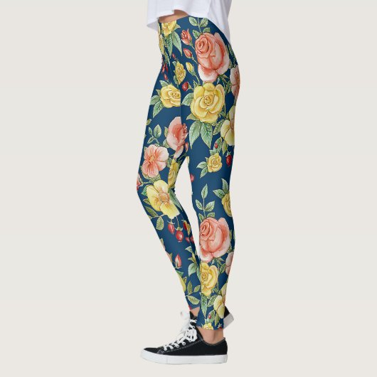  Waterverf Floral Rozen Achtergrond | Leggings (Links)
