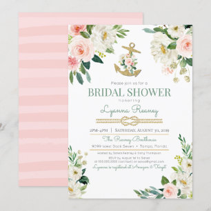 Waterverf Floral Rozen Nautisch Vrijgezellenfeest Kaart