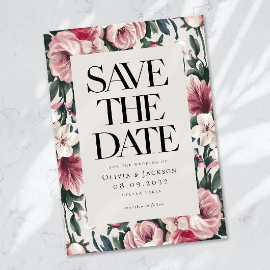 Waterverf Floral Rozen Wedding Save The Date