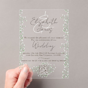 Waterverf Floral Rustic & Boho Wedding Acryl Uitnodigingen