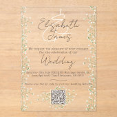 Waterverf Floral Rustic & Boho Wedding Acryl Uitnodigingen (Voorkant)