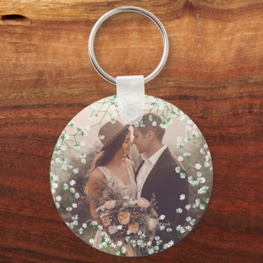 Waterverf Floral Rustic Boho Wedding Sleutelhanger (Achterkant)