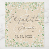 Waterverf Floral Rustic Boho Wedding Wijn Etiket (Enkel label)