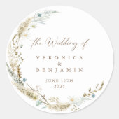 Waterverf Floral Rustic Wedding Ronde Sticker (Voorkant)