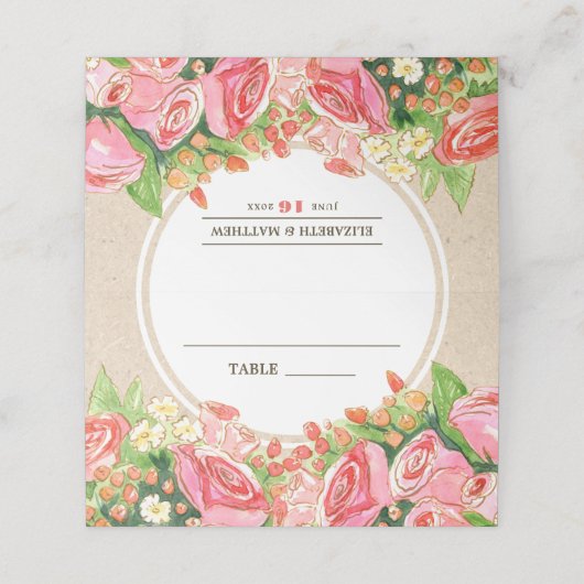 Waterverf Floral Rustic Wedding Table (Buitenkant ongevouwen)