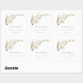 Waterverf Floral Rustic Wedding Vierkante Sticker (Vel)