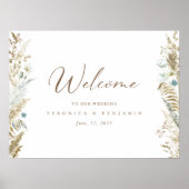 Waterverf Floral Rustic Wedding Welcome Poster (Voorkant)
