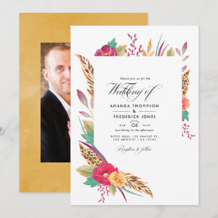 Waterverf Floral Safari Wedding Foto Kaart