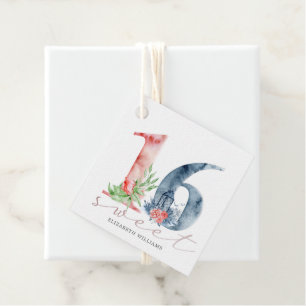 waterverf floral script zoete zestien-favoriettag bedankjes labels