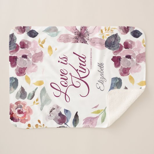 Waterverf Floral Scripting Sherpa Deken (Voorkant (horizontaal))