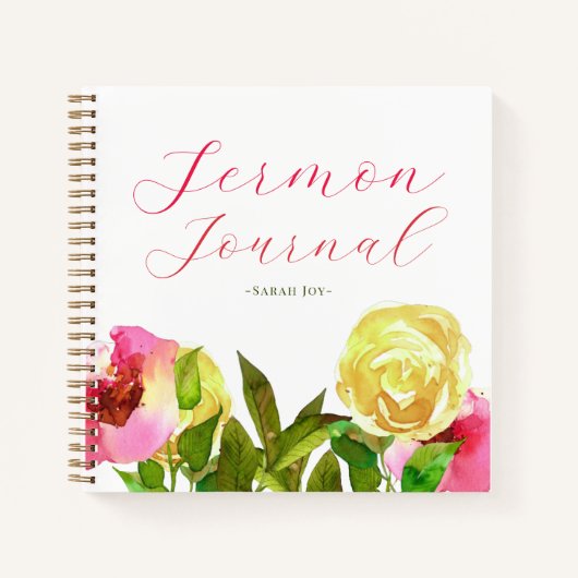 Waterverf Floral Sermon Journal Notitieboek (Voorkant)