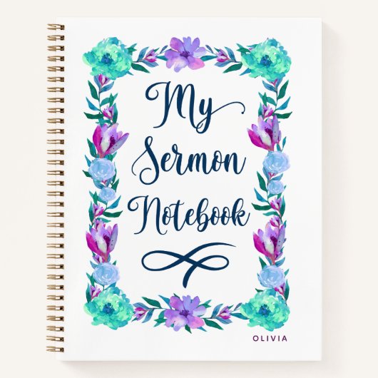 Waterverf Floral Sermon Notitieboek (Voorkant)