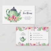 Waterverf Floral Shabby Chic Tea Room Visitekaartje (Voorkant / Achterkant)