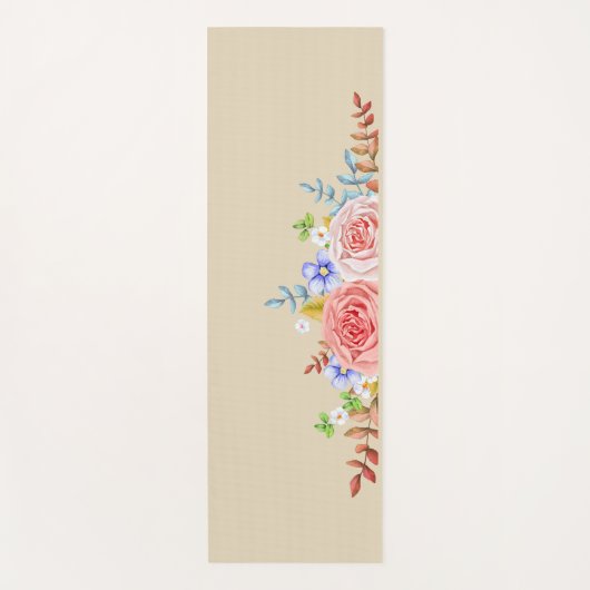 Waterverf Floral Side Border Yogamat (Voorkant)