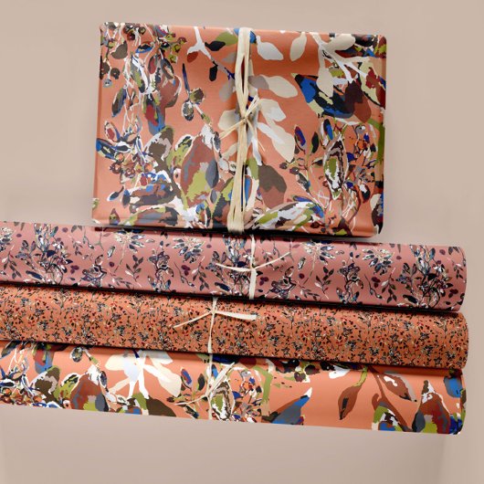 Waterverf Floral Sinaasappel van de moderne blader Inpakpapier Vel