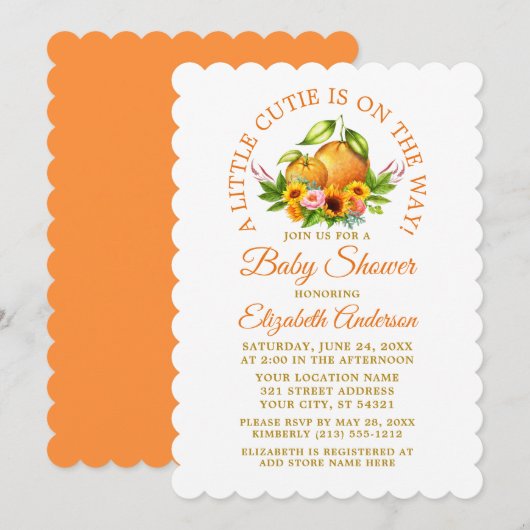 Waterverf Floral Sinaasappels Een kleine kabelscho Kaart (Voorkant / Achterkant)