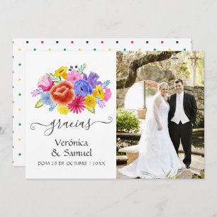 Waterverf Floral Spain Fiesta Wedding Foto Bedankkaart