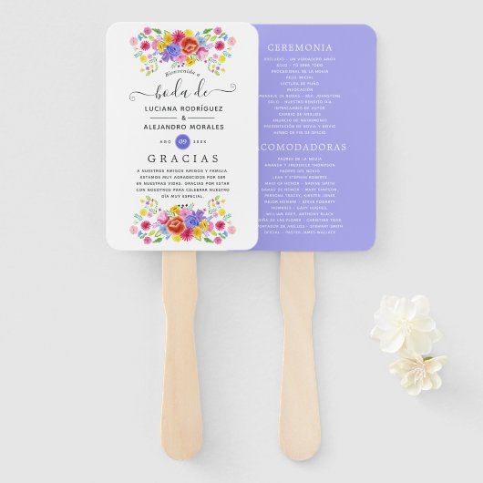 Waterverf Floral Spain Fiesta Wedding Handwaaier (Voorkant en achterkant)