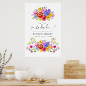 Waterverf Floral Spain Fiesta Wedding Welcome Poster (Keuken)