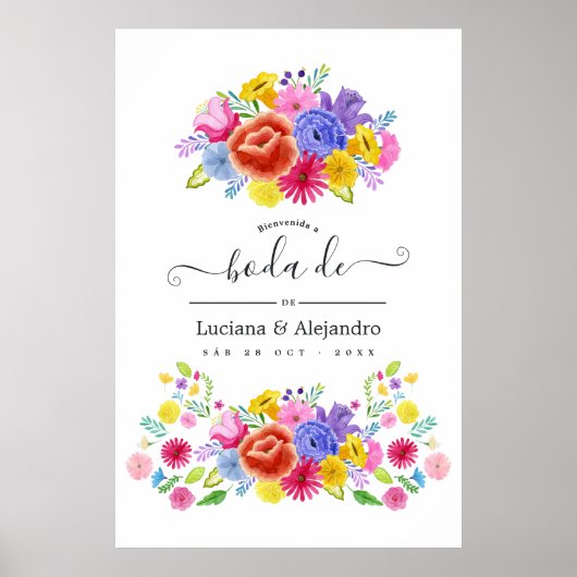Waterverf Floral Spain Fiesta Wedding Welcome Poster (Voorkant)