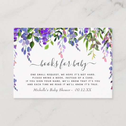 Waterverf Floral Spring Baby shower Book Request Informatiekaartje (Voorkant)
