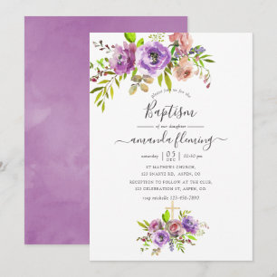 Waterverf Floral Spring Baptisme Kaart