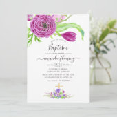 Waterverf Floral Spring Baptisme Kaart (Staand voorkant)