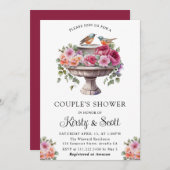 Waterverf Floral Spring Bird Bath Couple's Shower Kaart (Voorkant / Achterkant)