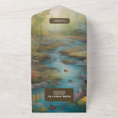 Waterverf Floral Spring Mountains Wedding All In One Uitnodiging (Buitenkant)