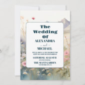 Waterverf Floral Spring Mountains Wedding Kaart (Voorkant)