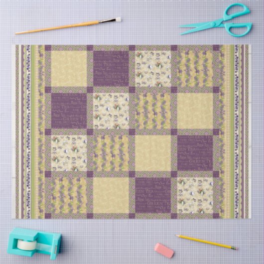 Waterverf Floral Spring Paars Quilt Decoupage Tissuepapier (Craft)