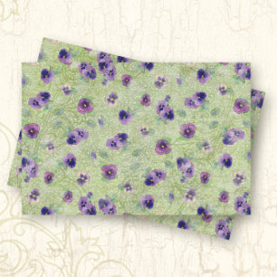 Waterverf Floral Spring Paarse Pansy Decoupage Tissuepapier