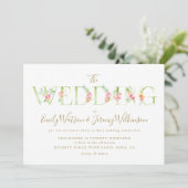 Waterverf Floral Spring Wedding Invitation Kaart (Staand voorkant)