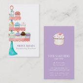 Waterverf Floral Sprinkle Business Cupcake Bakery Visitekaartje (Voorkant / Achterkant)