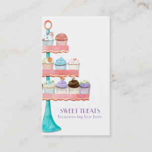 Waterverf Floral Sprinkle Business Cupcake Bakery Visitekaartje