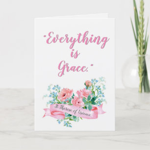 Waterverf Floral St. Therese van Lisieux Quote Kaart