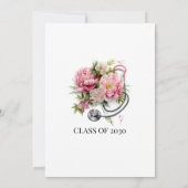 Waterverf Floral Stethoscoop Zurse Afstuderen Kaart (Achterkant)