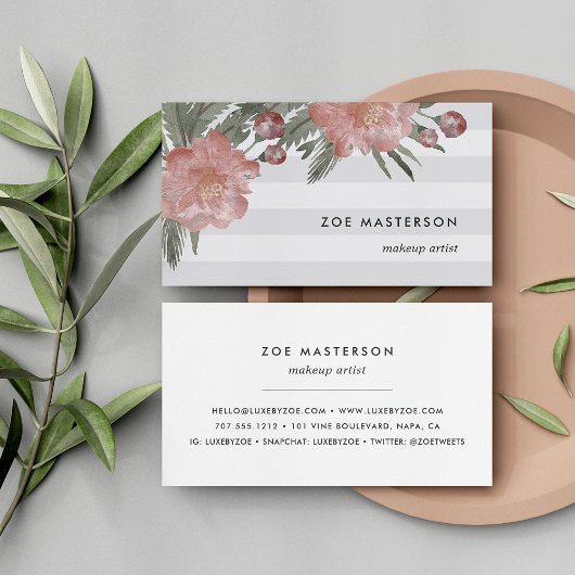  Waterverf Floral Stripe Visitekaartje