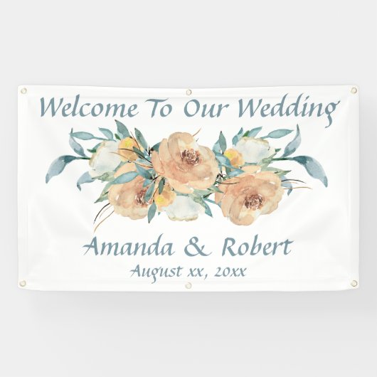 Waterverf Floral Summer Wedding Spandoek (Horizontaal)