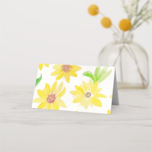 Waterverf Floral Sunflower Pattern Tent Kaart (Achterkant)