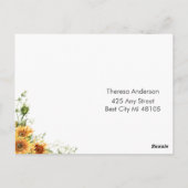 Waterverf Floral Sunflower Rehearsal Dinner Briefkaart (Achterkant)