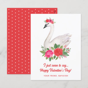  Waterverf Floral Swan Classroom Valentijn Feestdagenkaart