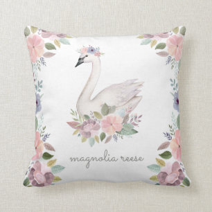 Waterverf Floral Swan Princess Name Kussen