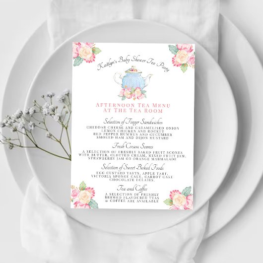 Waterverf Floral Tea | BABY SHOWER Menu