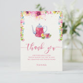 Waterverf Floral Tea Partij Dank je kaarten (Staand voorkant)