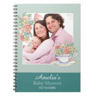 Waterverf Floral Tea Party Baby shower Guest Notitieboek
