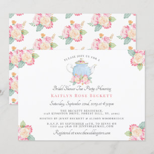 Waterverf Floral Tea   VRIJGEZELLENFEEST Kaart