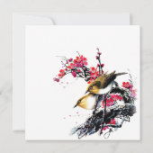 Waterverf Floral Tortelduifjes Chinees xi Wedding Kaart (Achterkant)